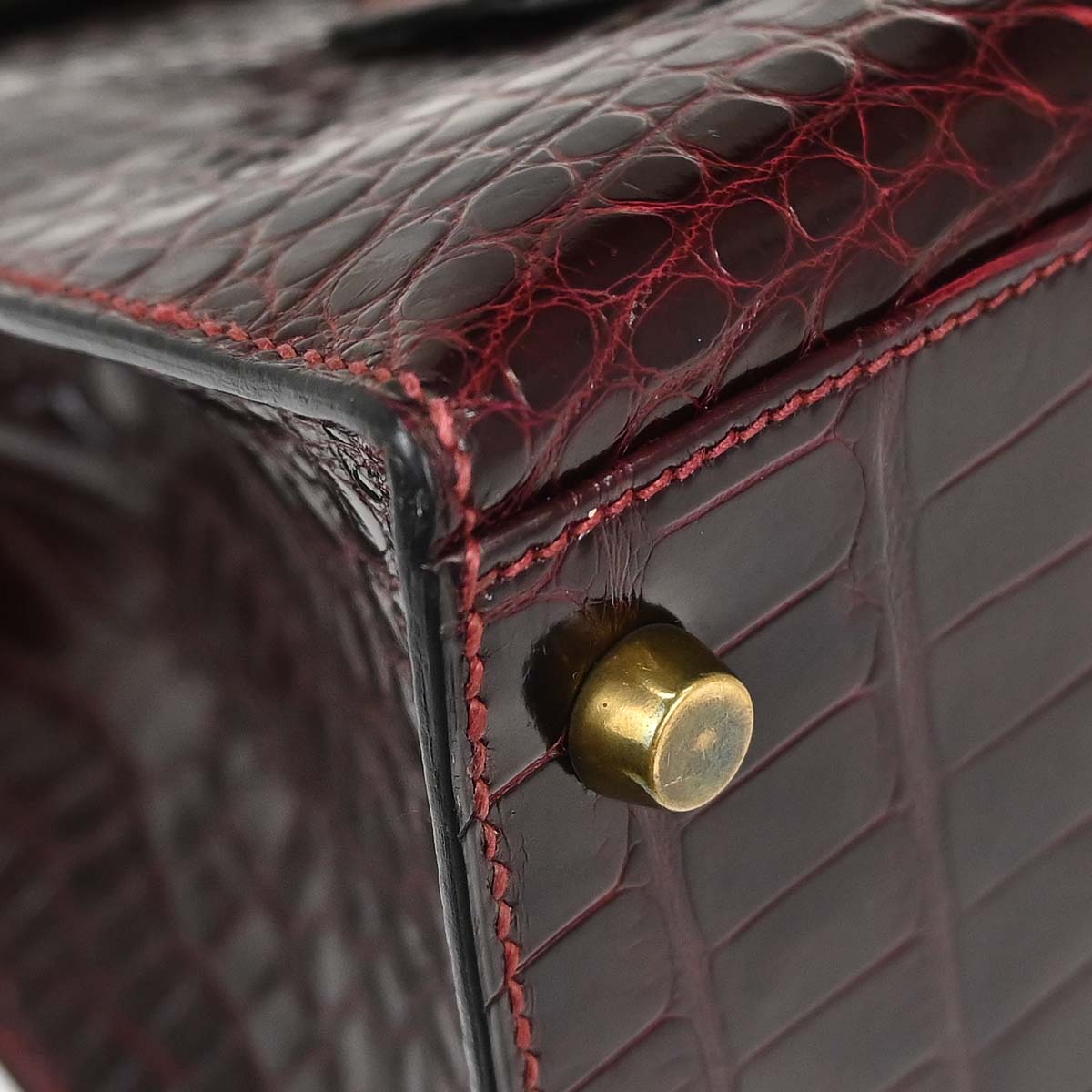 Hermes * Rouge H Alligator Kelly 28 Sellier 2way Shoulder Handbag