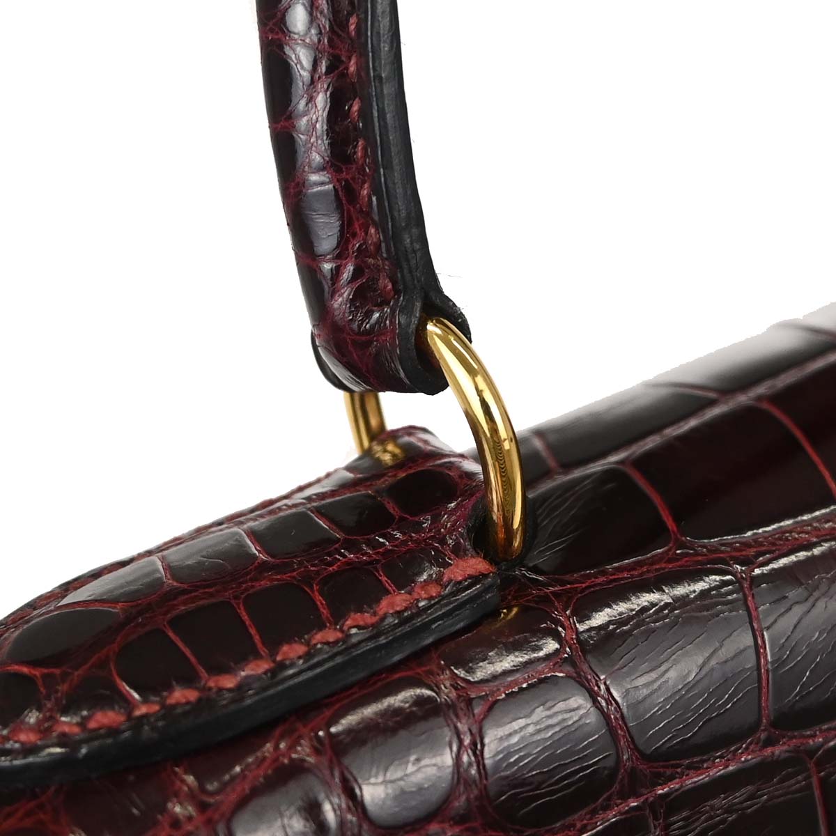 Hermes * Rouge H Alligator Kelly 28 Sellier 2way Shoulder Handbag