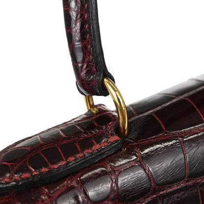 Hermes * Rouge H Alligator Kelly 28 Sellier 2way Shoulder Handbag