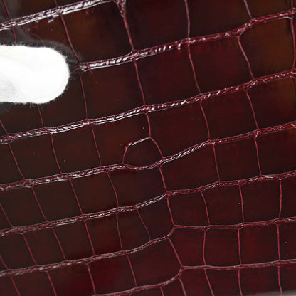 Hermes * Rouge H Alligator Kelly 28 Sellier 2way Shoulder Handbag