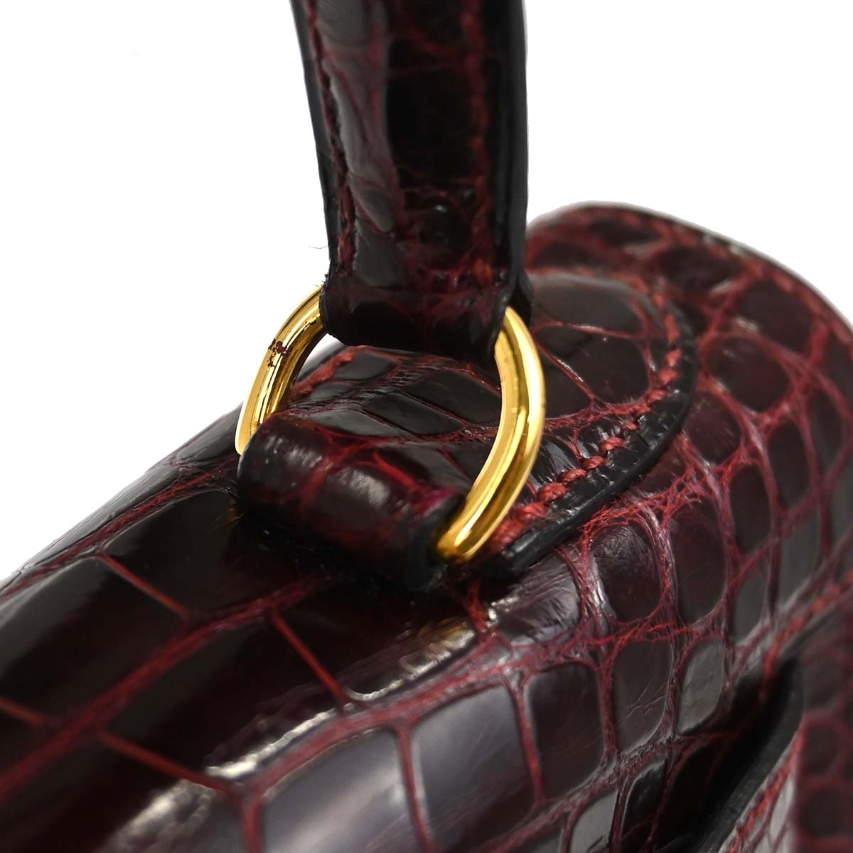 Hermes * Rouge H Alligator Kelly 28 Sellier 2way Shoulder Handbag