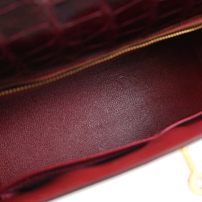Hermes * Rouge H Alligator Kelly 28 Sellier 2way Shoulder Handbag