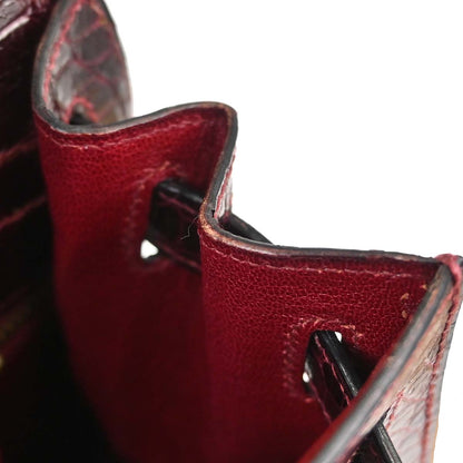 Hermes * Rouge H Alligator Kelly 28 Sellier 2way Shoulder Handbag