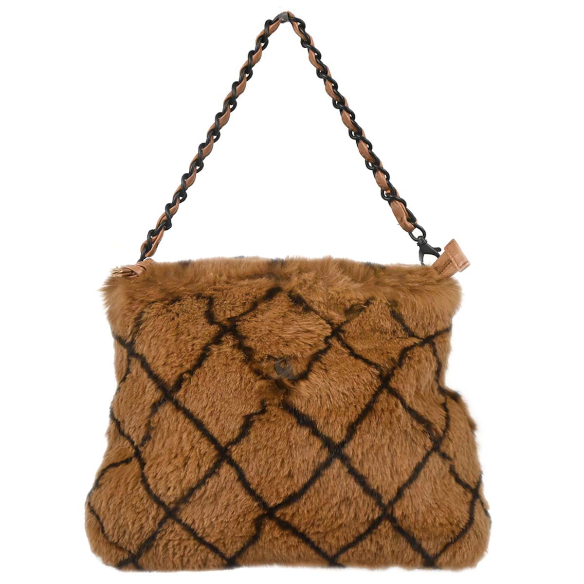 Chanel Brown Rabbit Fur Tote Handbag