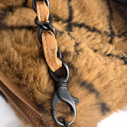 Chanel 2001-2003 Brown Rabbit Fur Tote Handbag