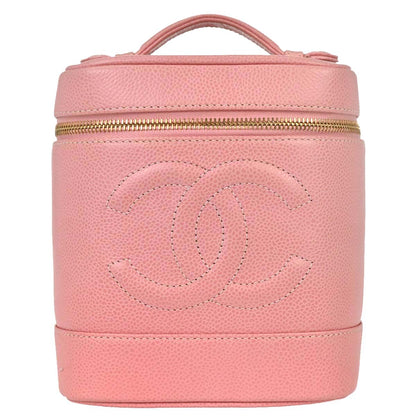 Chanel 2003-2004 Pink Caviar Skin Timeless Vanity Handbag