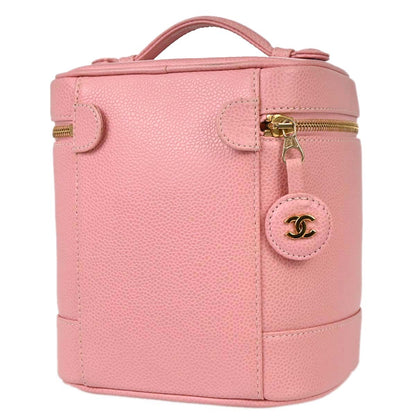 Chanel 2003-2004 Pink Caviar Skin Timeless Vanity Handbag