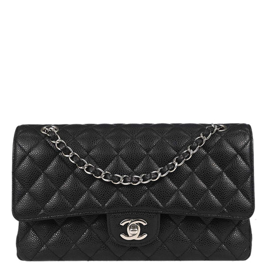 Chanel Black Caviar Skin Medium Classic Double Flap Shoulder Bag