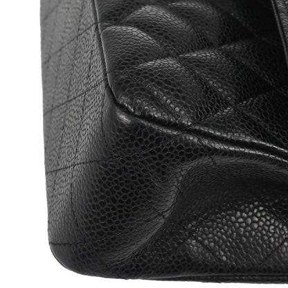 Chanel Black Caviar Skin Medium Classic Double Flap Shoulder Bag