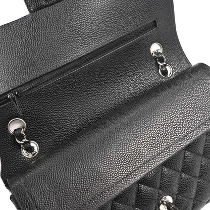 Chanel Black Caviar Skin Medium Classic Double Flap Shoulder Bag