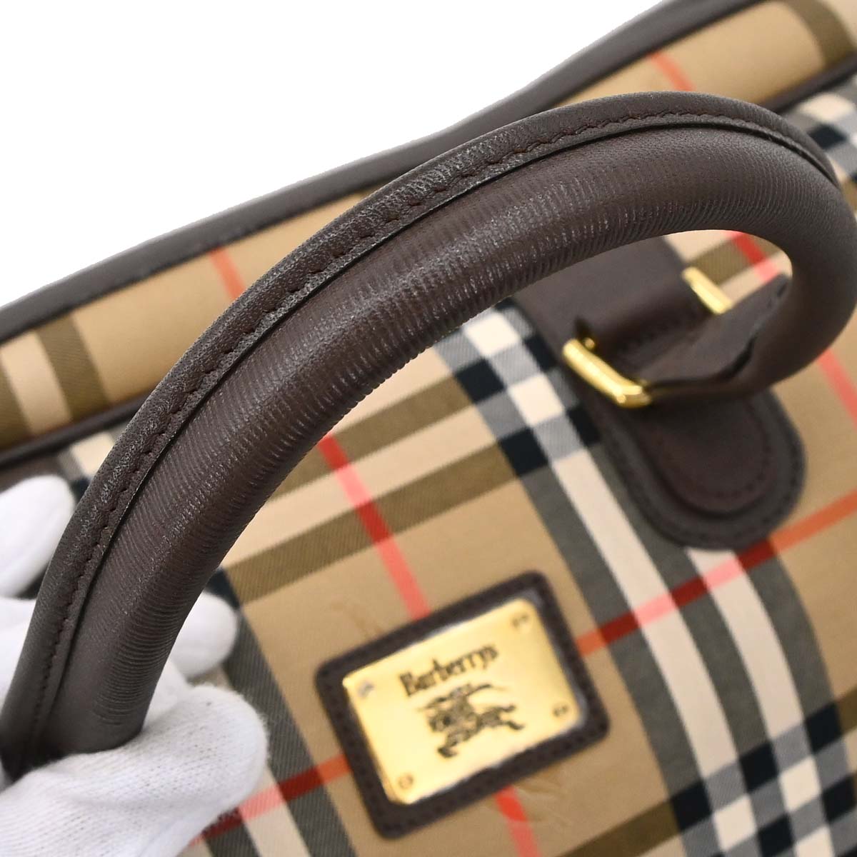 Burberrys Beige House Check Duffle Handbag