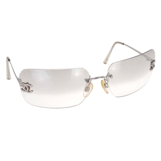 Chanel Sunglasses Eyewear Brown Rhinestone 62□17 120 Small Good