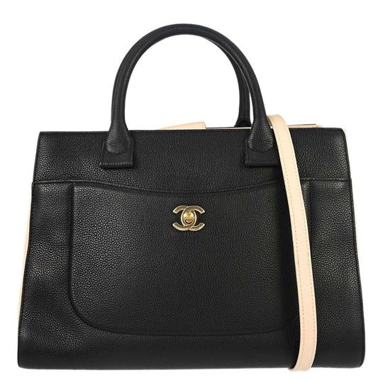 Chanel 2017-2018 Black White Calfskin Neo Executive Cerf 2way Shoulder Tote Bag