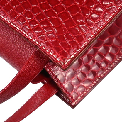 Hermes * Rouge H Alligator Lucy PM Handbag