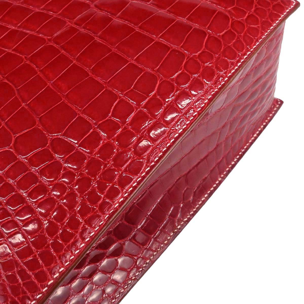 Hermes * Rouge H Alligator Lucy PM Handbag