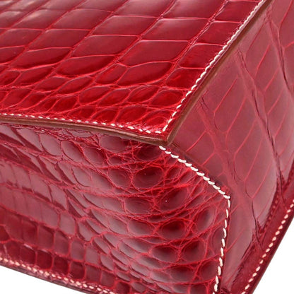 Hermes * Rouge H Alligator Lucy PM Handbag