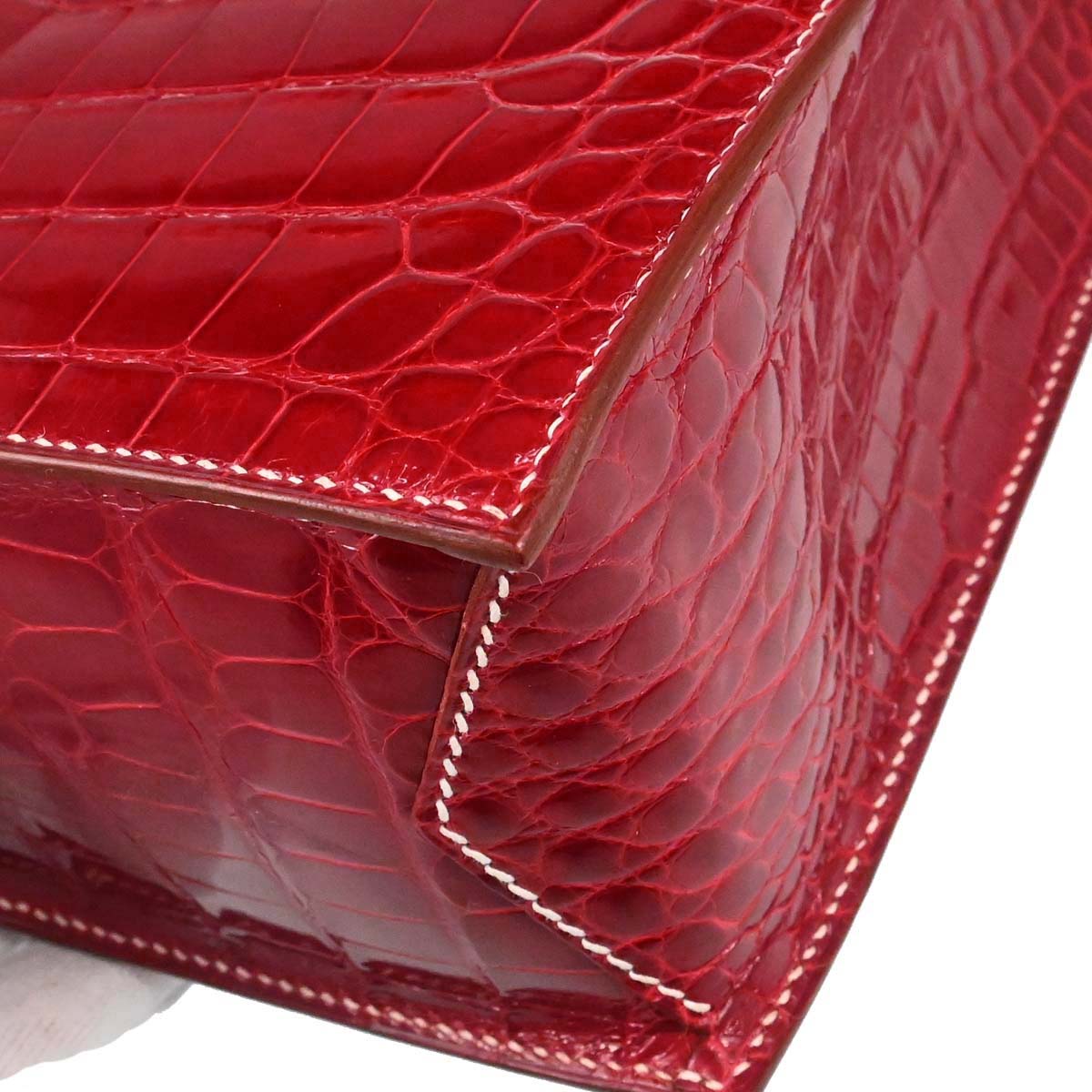 Hermes * Rouge H Alligator Lucy PM Handbag
