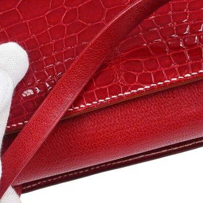 Hermes * Rouge H Alligator Lucy PM Handbag