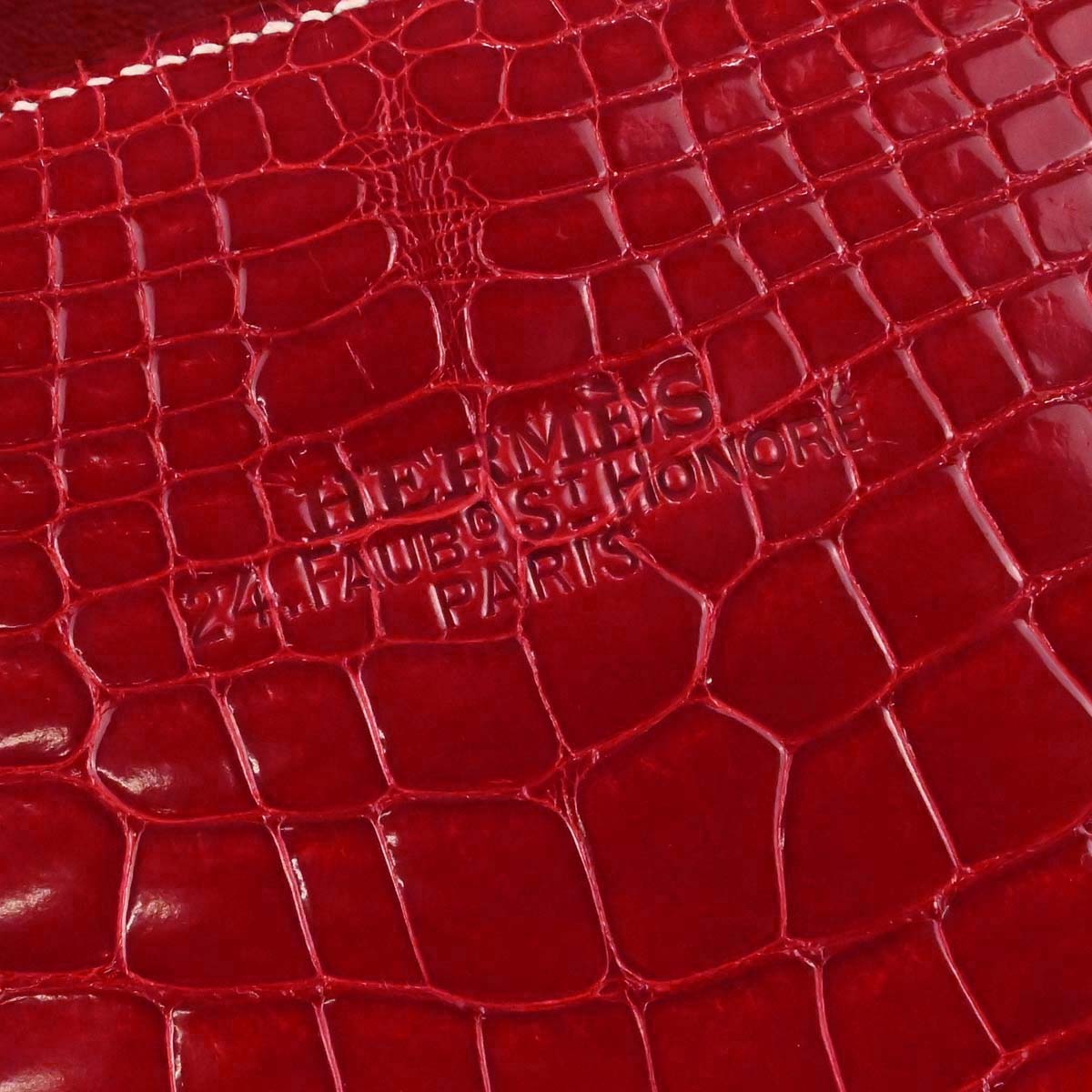 Hermes * Rouge H Alligator Lucy PM Handbag