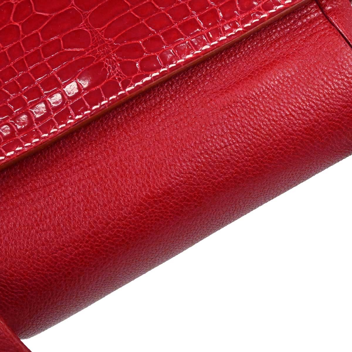 Hermes * Rouge H Alligator Lucy PM Handbag