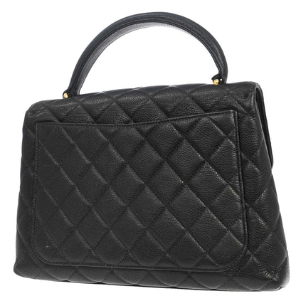 Chanel 1996-1997 Black Caviar Skin Kelly Top Handle Handbag