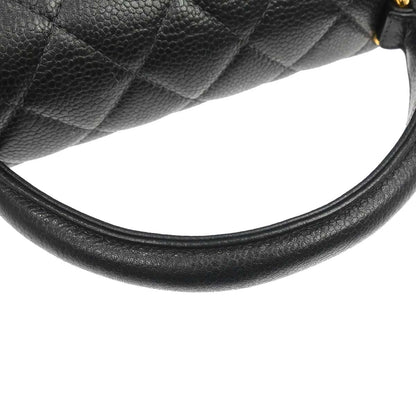 Chanel 1996-1997 Black Caviar Skin Kelly Top Handle Handbag