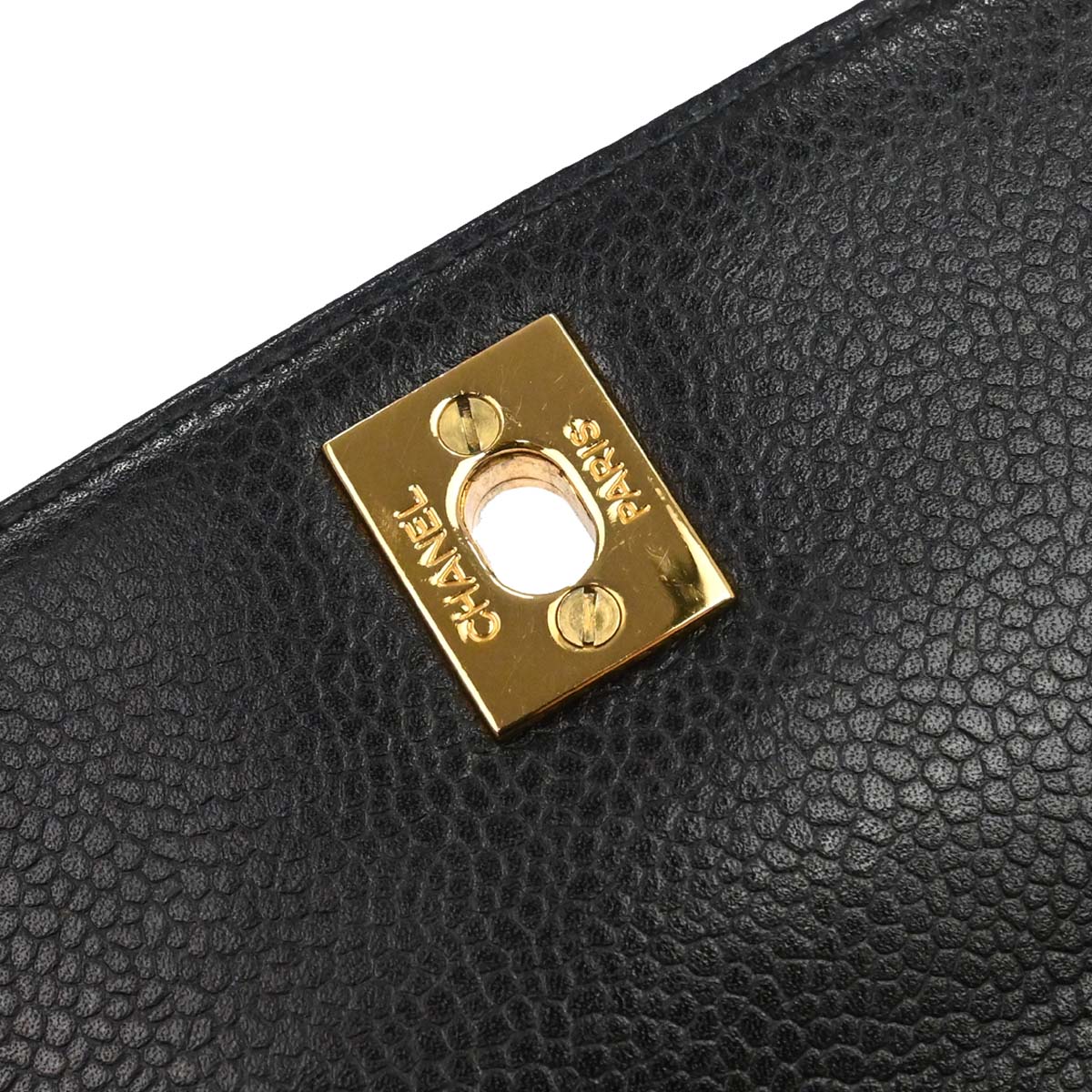 Chanel 1996-1997 Black Caviar Skin Kelly Top Handle Handbag