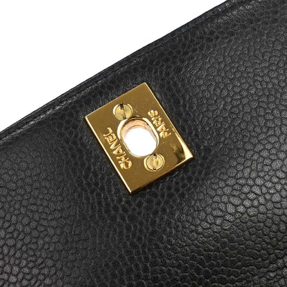 Chanel 1996-1997 Black Caviar Skin Kelly Top Handle Handbag