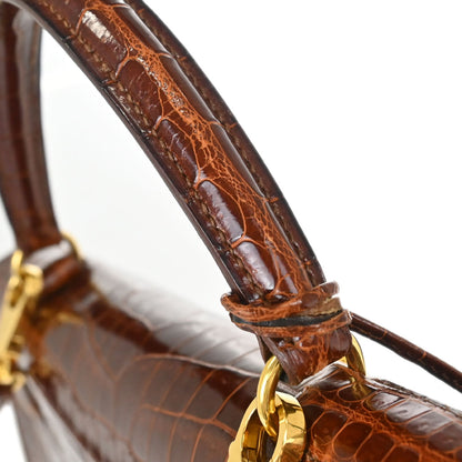 Hermes * Miel Porosus Kelly 32 Sellier 2way Shoulder Handbag