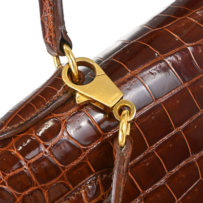 Hermes * Miel Porosus Kelly 32 Sellier 2way Shoulder Handbag