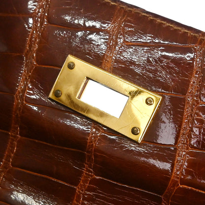 Hermes * Miel Porosus Kelly 32 Sellier 2way Shoulder Handbag