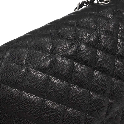 Chanel Black Caviar Skin Jumbo Classic Double Flap Shoulder Bag