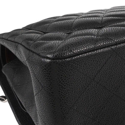 Chanel Black Caviar Skin Jumbo Classic Double Flap Shoulder Bag