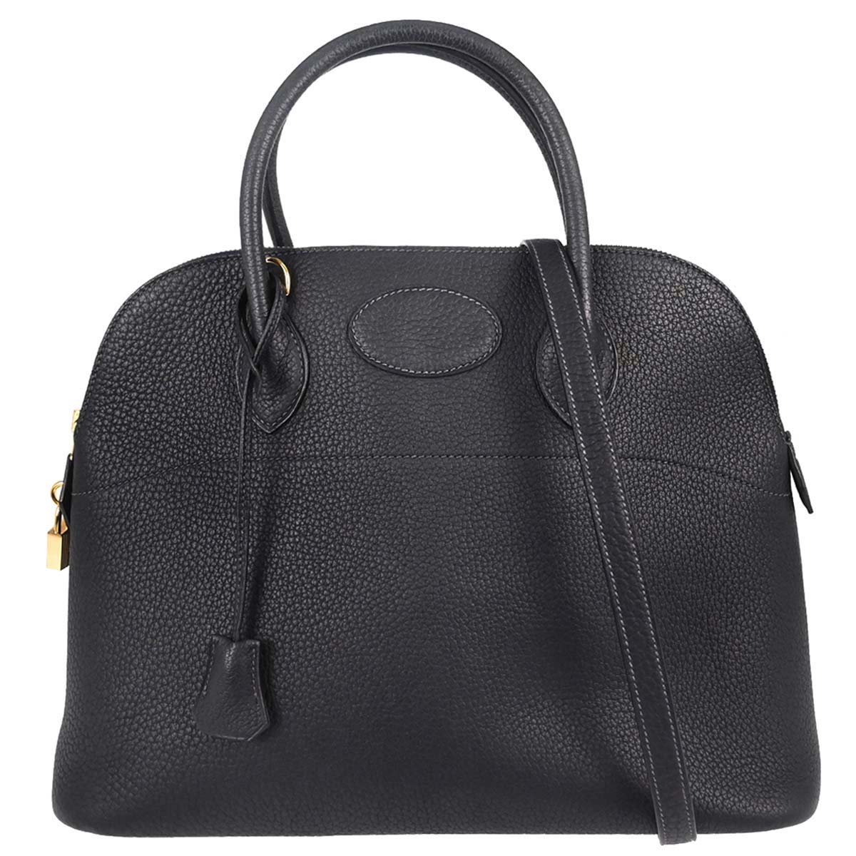 Hermes Blue Indigo Taurillon Clemence Bolide 35 2way Shoulder Handbag