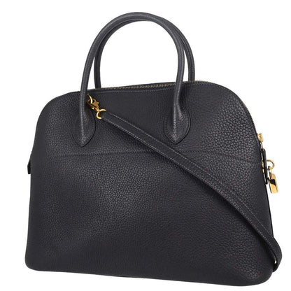 Hermes Blue Indigo Taurillon Clemence Bolide 35 2way Shoulder Handbag