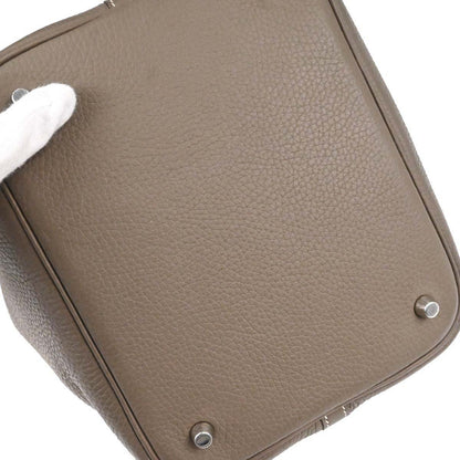 Hermes Etoupe Gray Taurillon Clemence Picotin Lock 22 MM Handbag