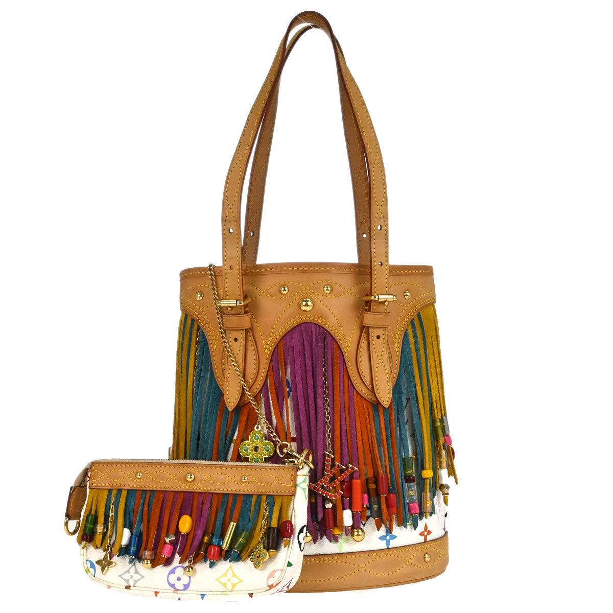 Louis Vuitton 2006 Monogram Multicolor Bucket Fringe Tote Bag M40109