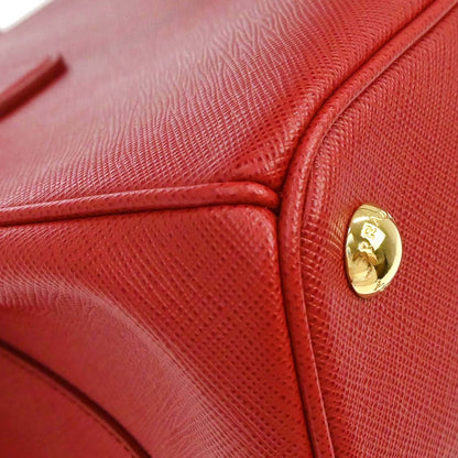 Prada Red Leather Galleria 2way Shoulder Tote Handbag