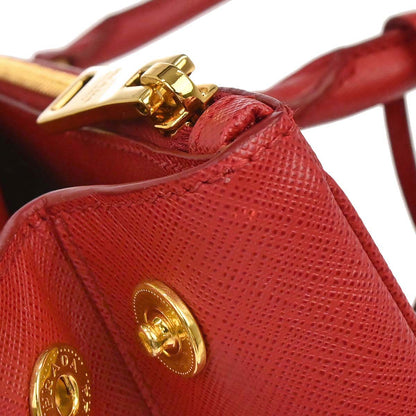 Prada Red Leather Galleria 2way Shoulder Tote Handbag