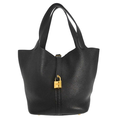 Hermes Black Taurillon Clemence Picotin Lock 22 MM Handbag