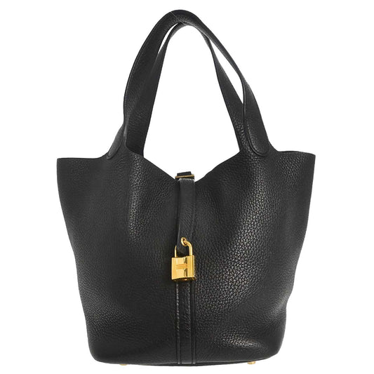 Hermes Black Taurillon Clemence Picotin Lock 22 MM Handbag