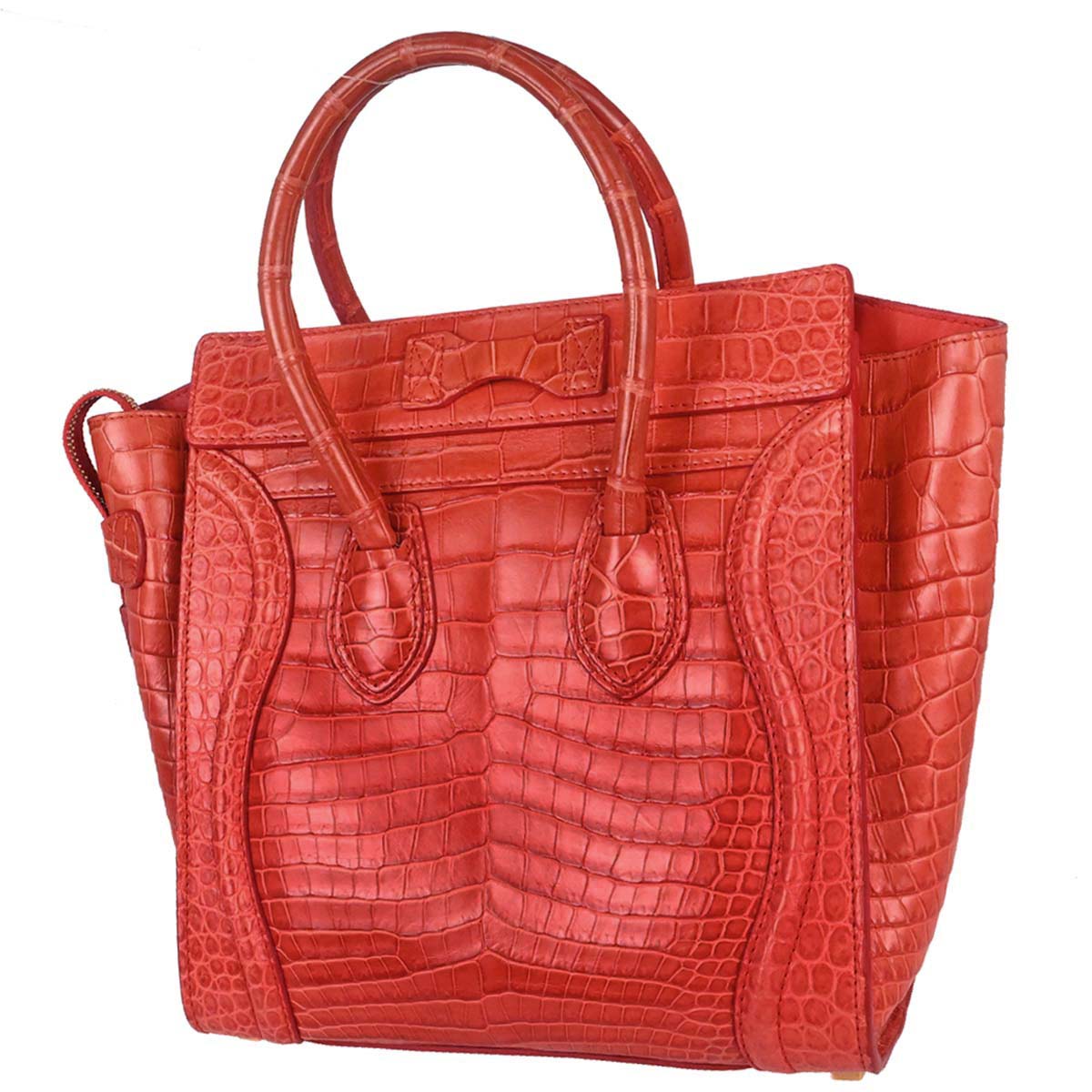 Celine * Red Crocodile Luggage Micro Tote Handbag