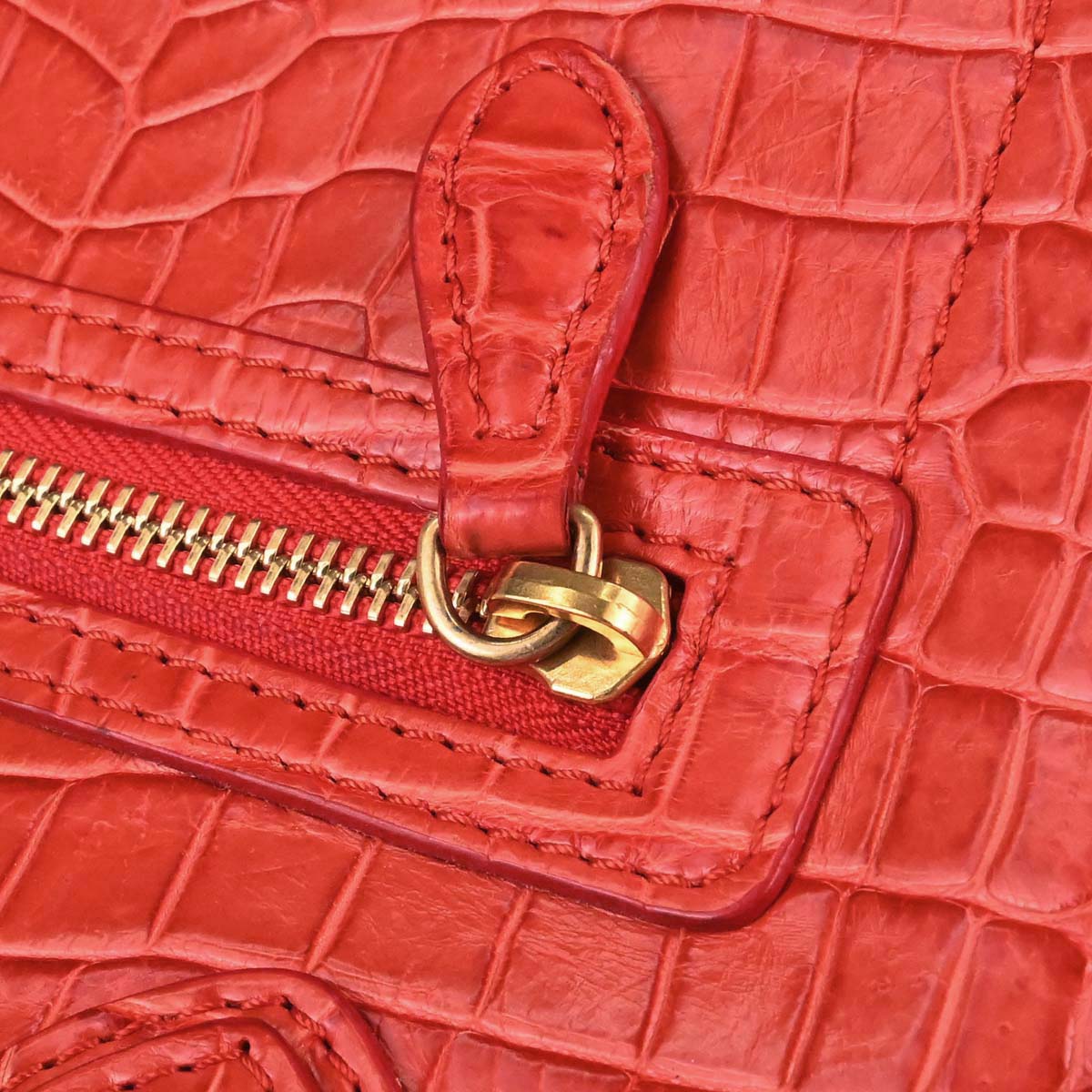 Celine * Red Crocodile Luggage Micro Tote Handbag