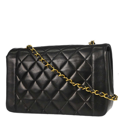 Chanel 1994-1996 Black Lambskin Medium Diana Shoulder Bag