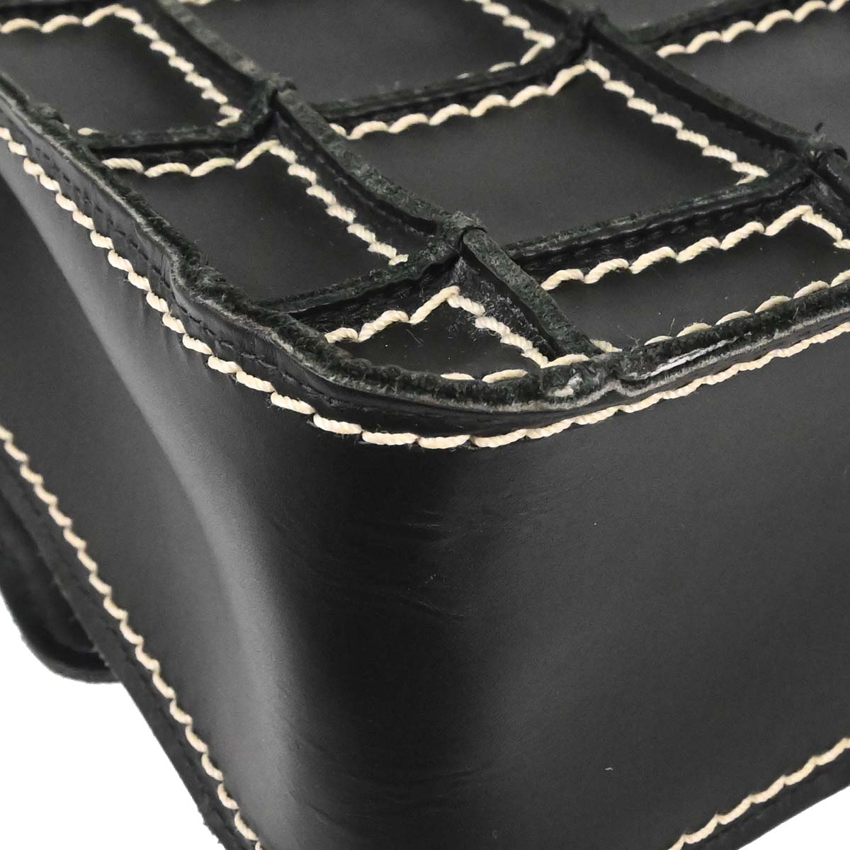 Chanel 2002-2003 Black Calfskin Wild Stitch Choco Bar Waffle Shoulder Bag