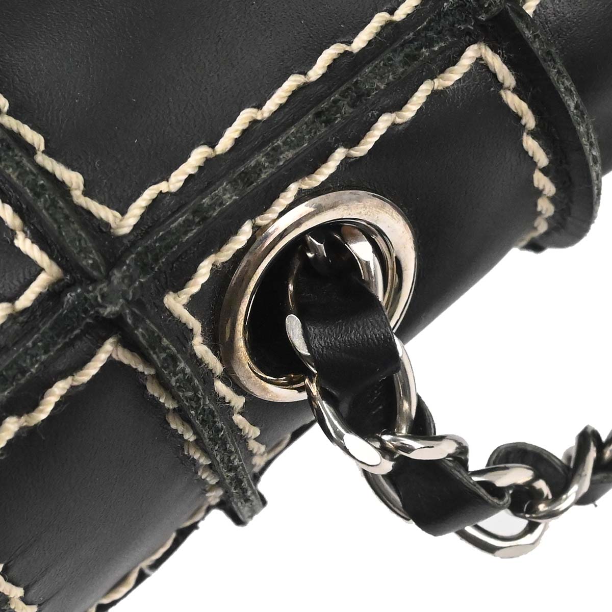Chanel 2002-2003 Black Calfskin Wild Stitch Choco Bar Waffle Shoulder Bag