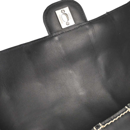 Chanel 2002-2003 Black Calfskin Wild Stitch Choco Bar Waffle Shoulder Bag