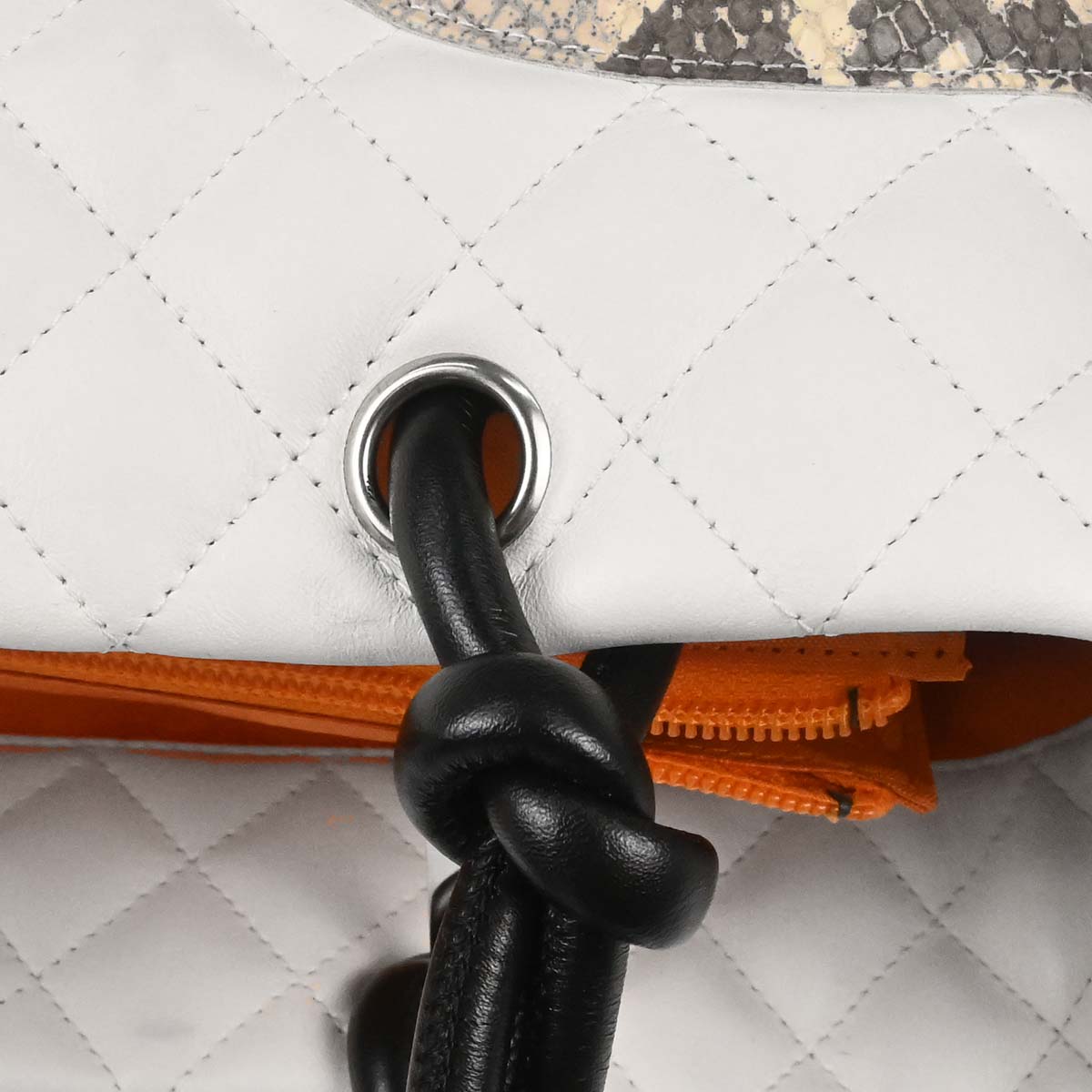 Chanel * 2005-2006 White Calfskin Python Cambon Ligne Tote Handbag