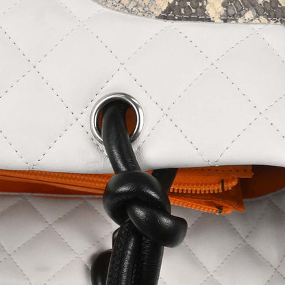 Chanel * 2005-2006 White Calfskin Python Cambon Ligne Tote Handbag