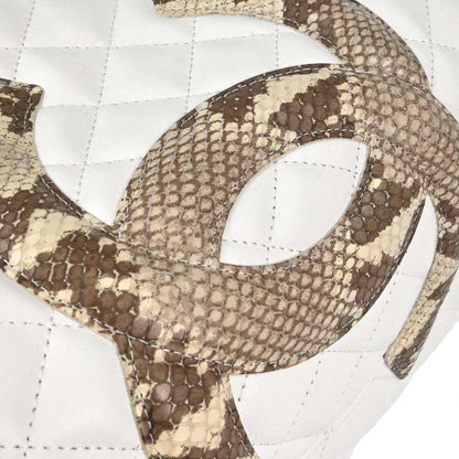 Chanel * 2005-2006 White Calfskin Python Cambon Ligne Tote Handbag